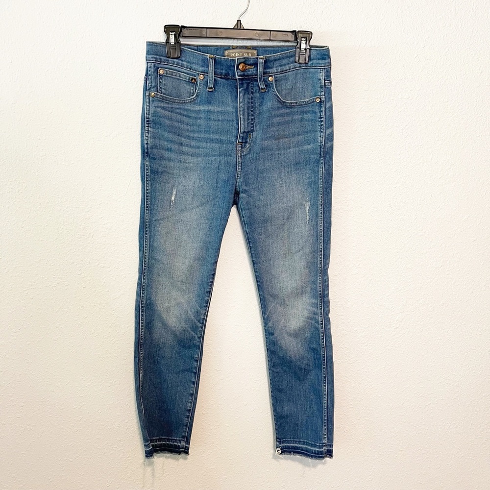 J Crew Point Sur 10" Hightower Straight Released Hem Distressed Jeans